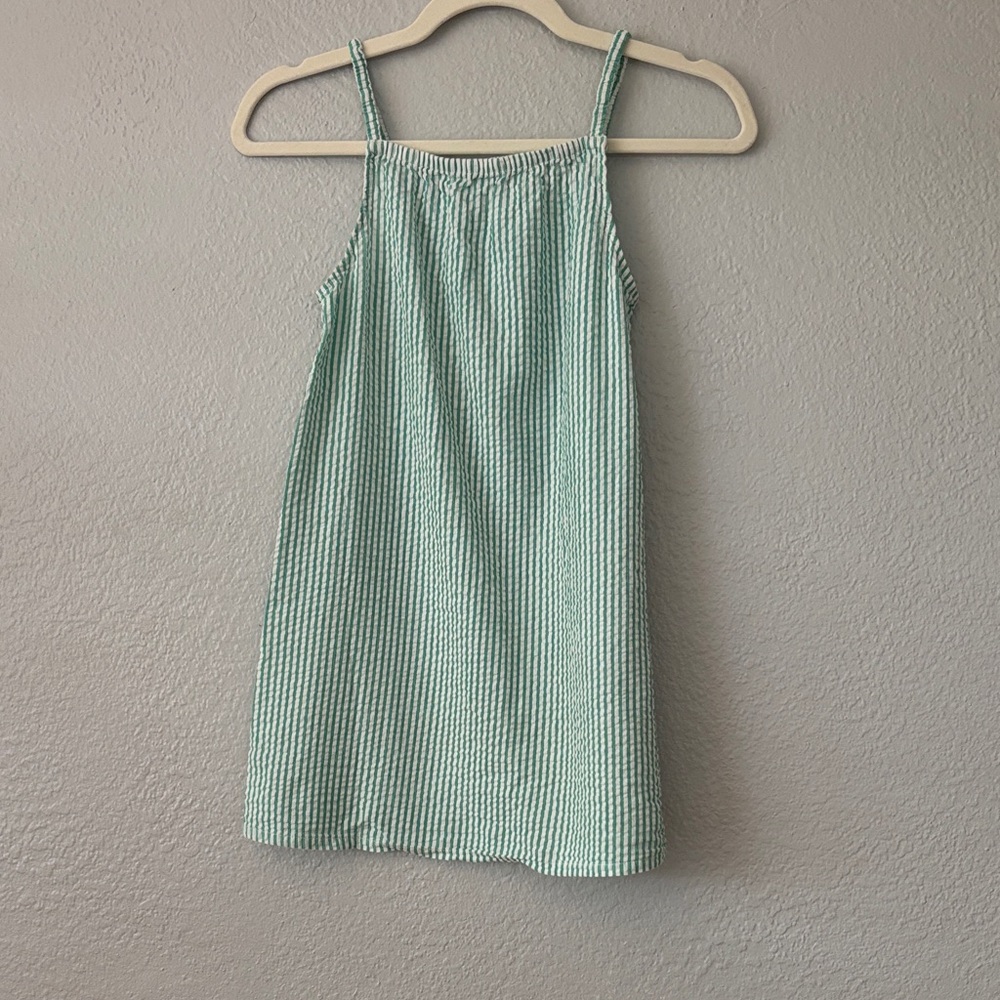 Green Striped Sleeveless Dress